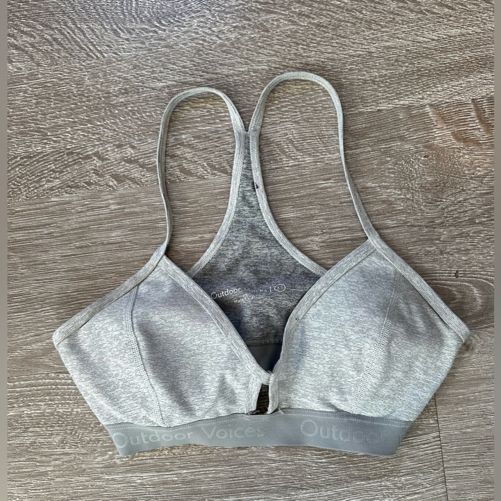 Gray/Lavender Outdoor Voices Sports Bra, perfect fit under Exercise Dress, XS